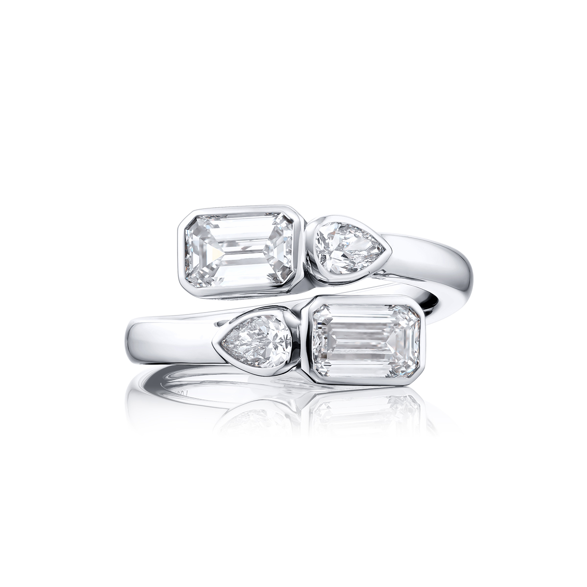 Platinum Emerald-Cut Diamond Certified Twogether Ring