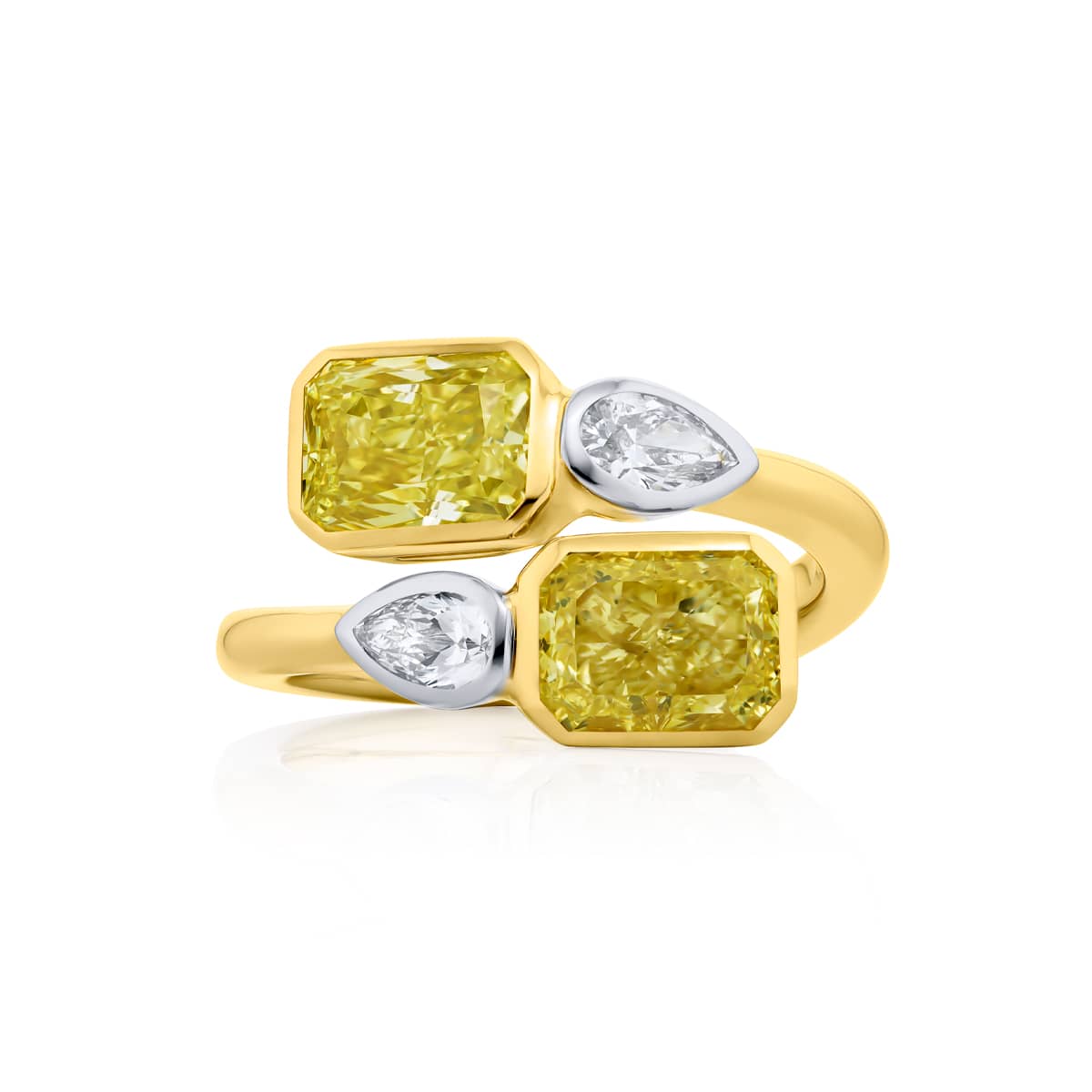 18K Yellow Gold Radiant-Cut Fancy Yellow Diamond Certified Twogether Ring