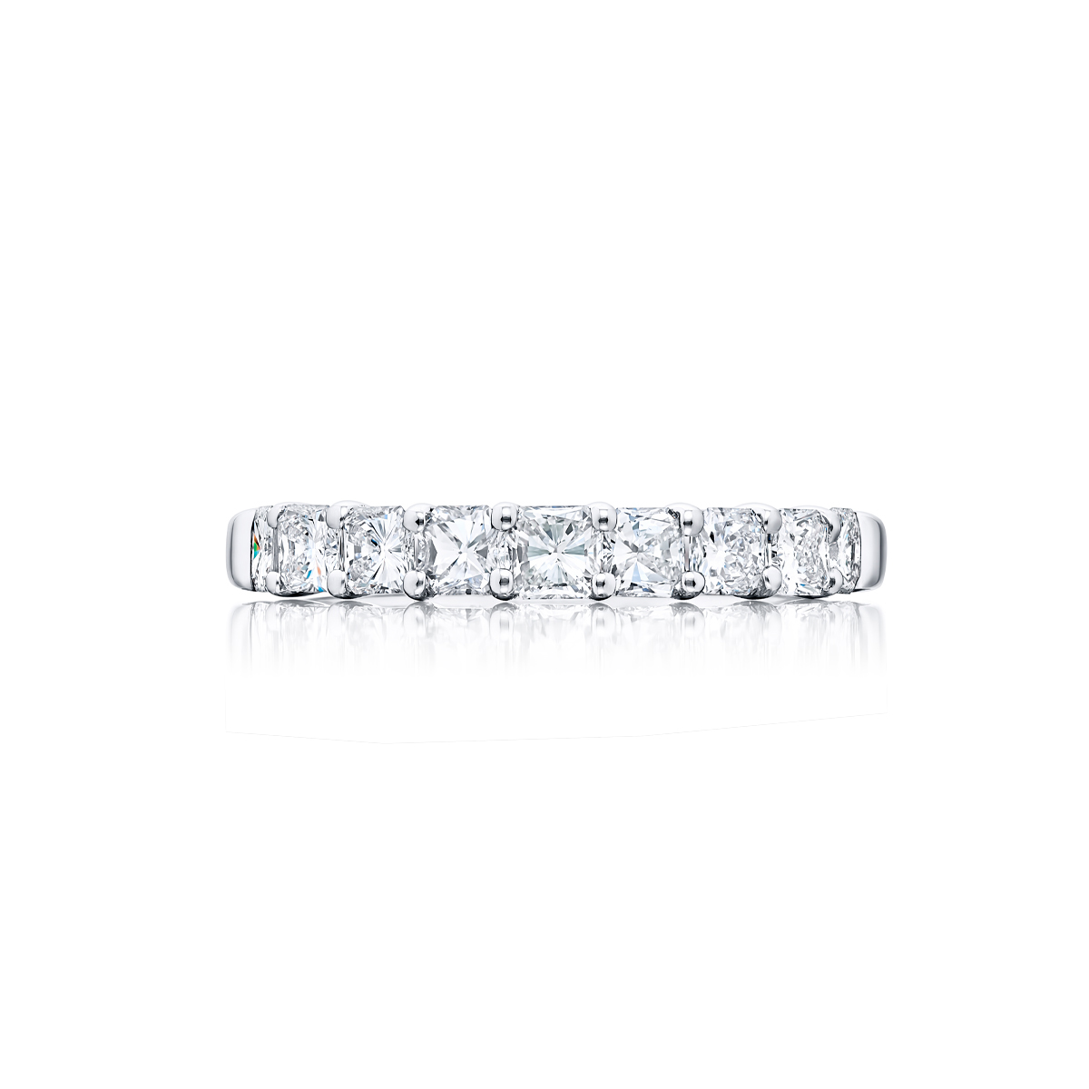 Platinum Square Emerald-Cut Diamond Single-Row Band
