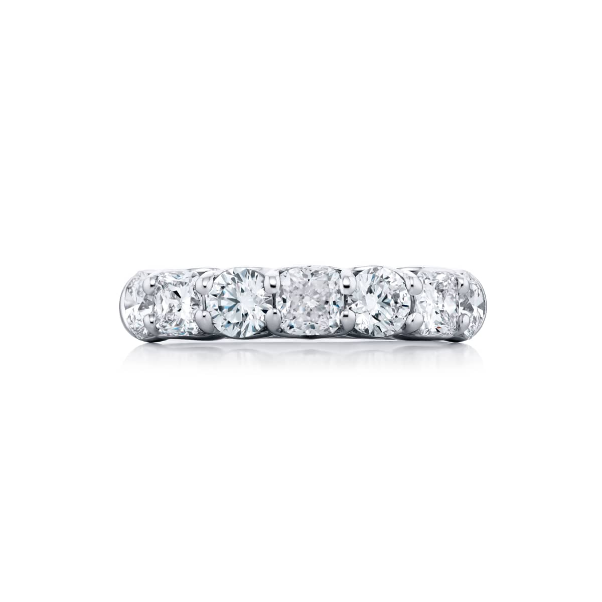 Platinum Cushion-Cut and Round Diamond Single-Row Band