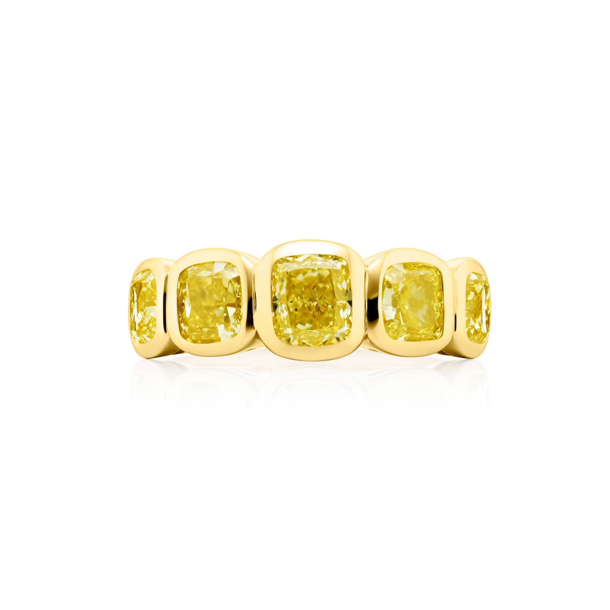 18K Yellow Gold Cushion-Cut Fancy Yellow Diamond Single-Row Bezel Set Band