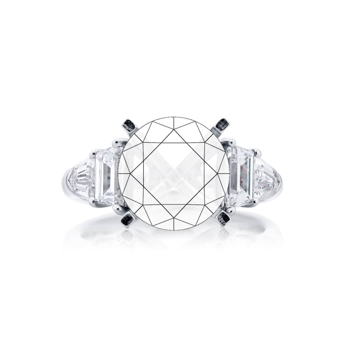 Platinum Trapezoid and Bullet Diamond Semi-Mount