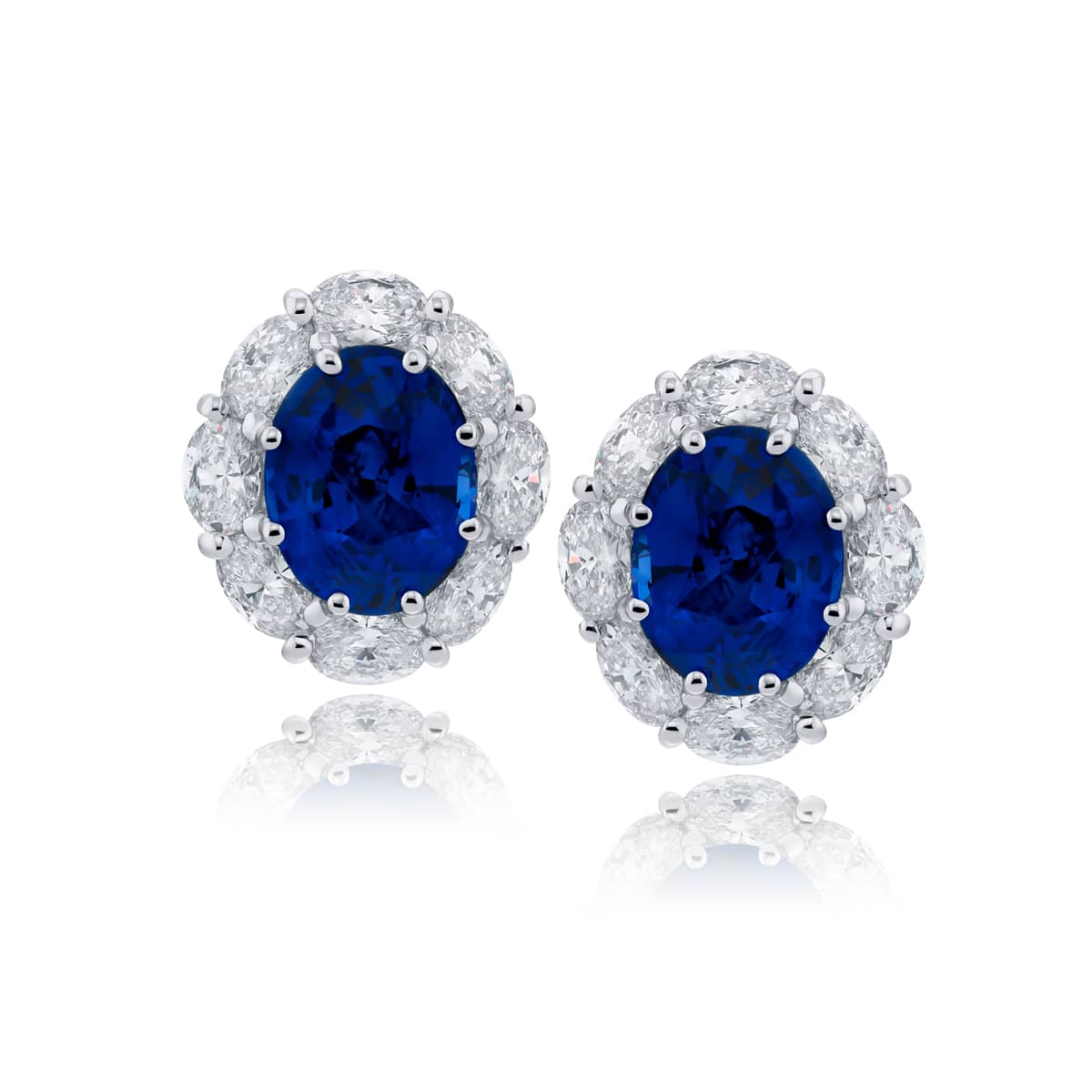 Platinum Oval Sapphire Certified Stud Earrings