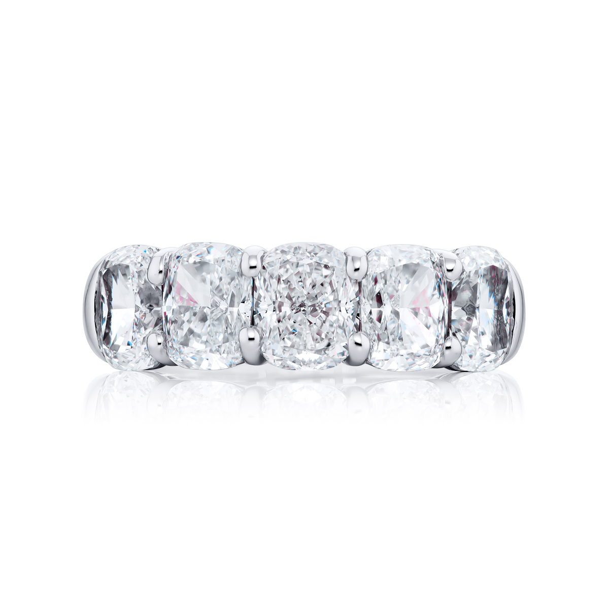 Platinum Cushion-Cut Diamond Single-Row GIA Certified Band