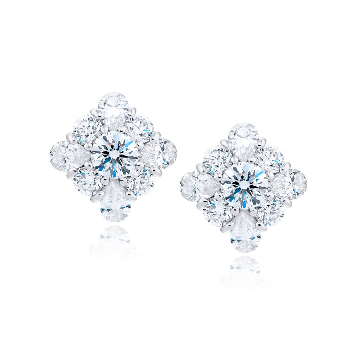 Platinum Round Diamond Encircled Stud Earrings