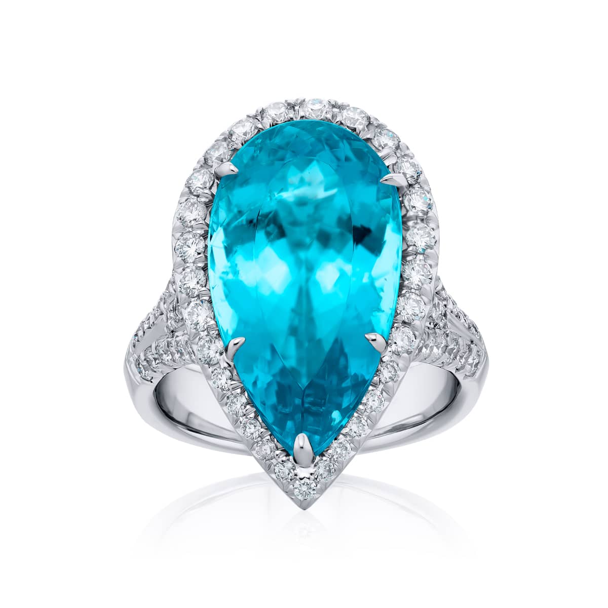 Platinum Pear-Shaped Paraiba Certified Ring