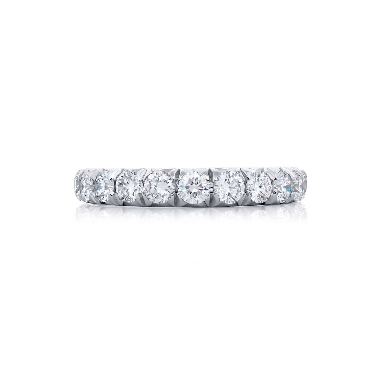 Platinum Round Diamond Single-Row Band