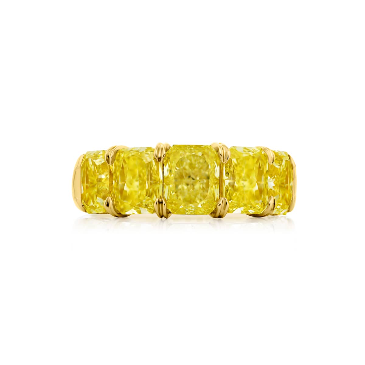 18K Yellow Gold Radiant-Cut Fancy Yellow Diamond Single-Row GIA Certified Band