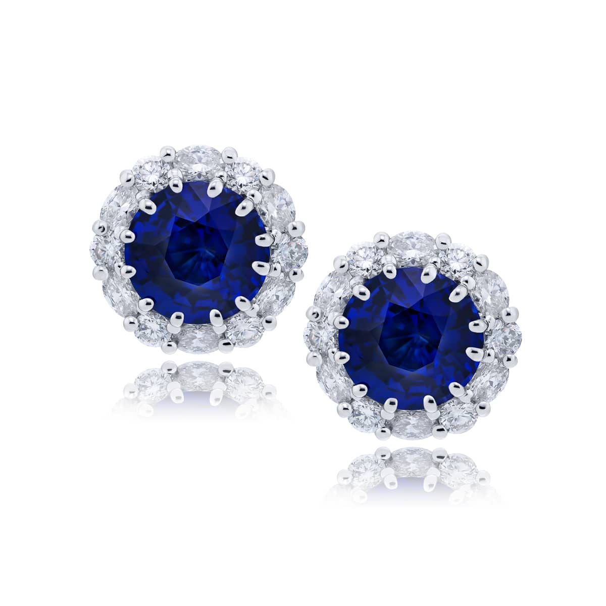 Platinum Round Sapphire Certified Stud Earrings
