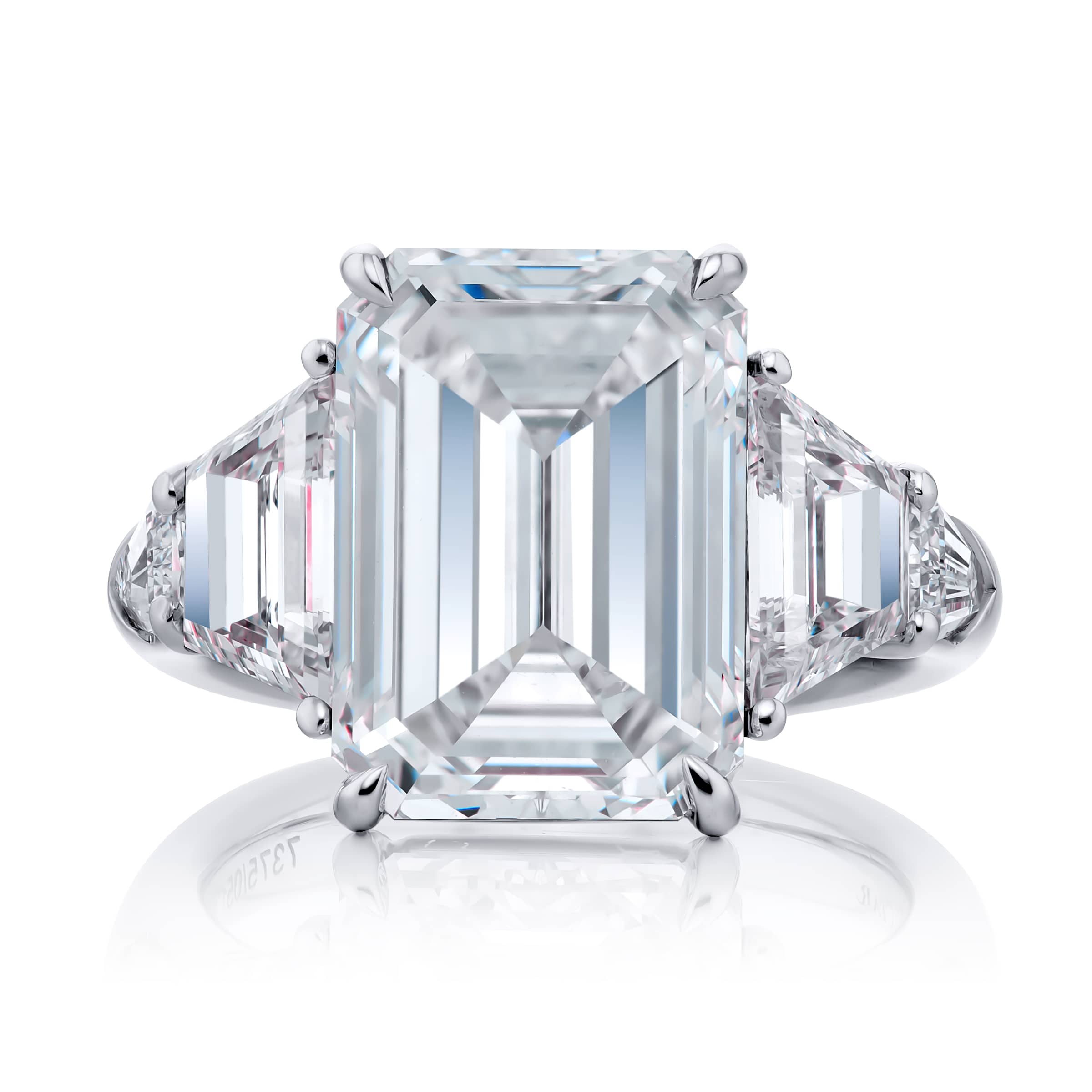 Platinum Emerald-Cut Diamond GIA Certified Engagement Ring