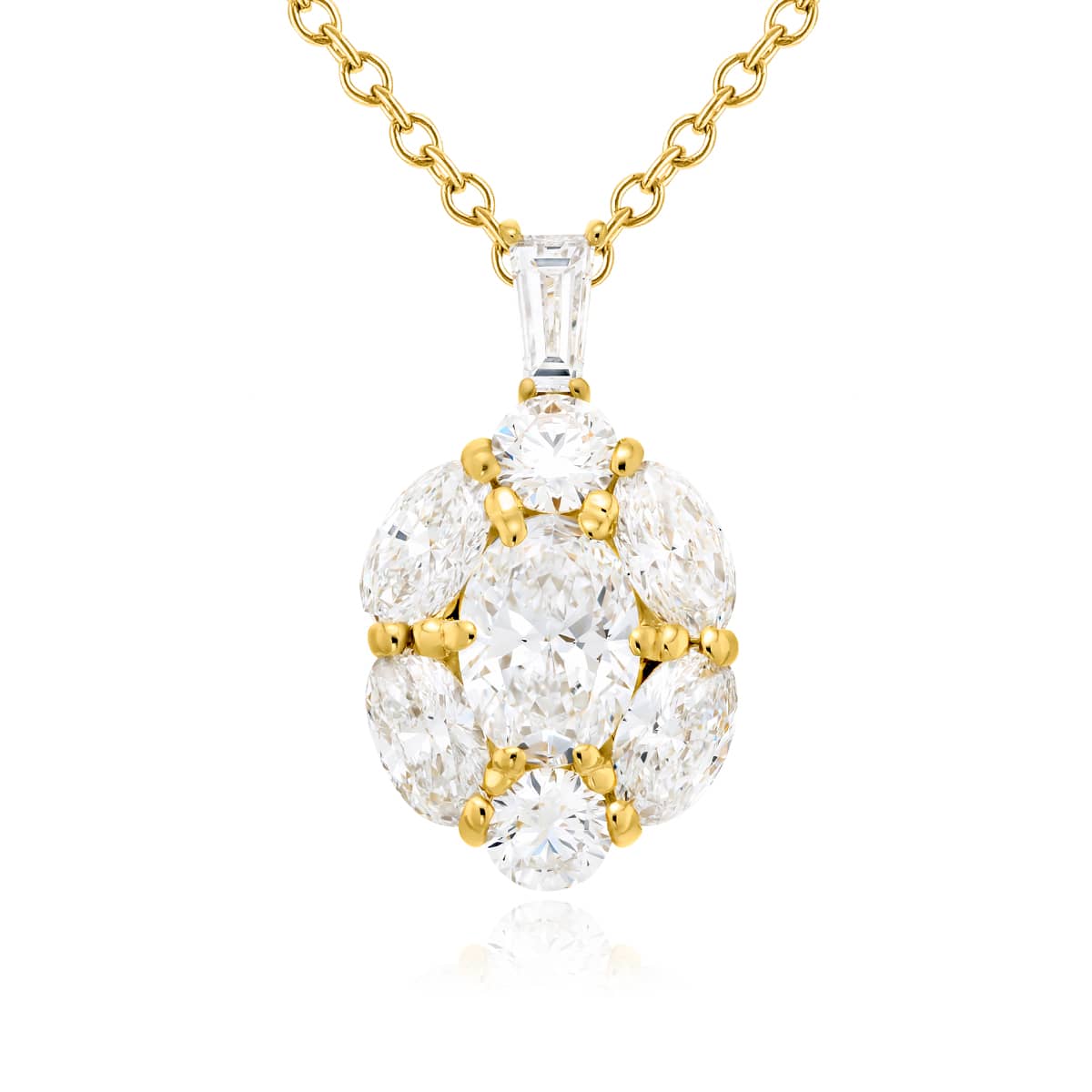 18K Yellow Gold Oval Diamond Encircled Certified Pendant