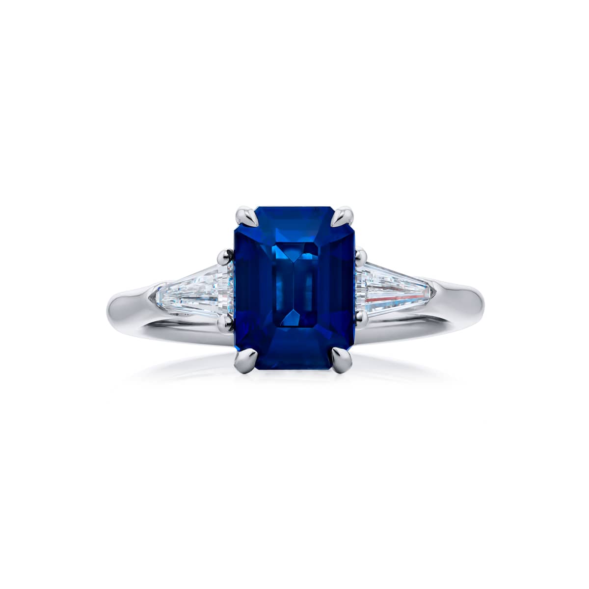 Platinum Emerald-Cut Sri Lankan Sapphire Certified Ring