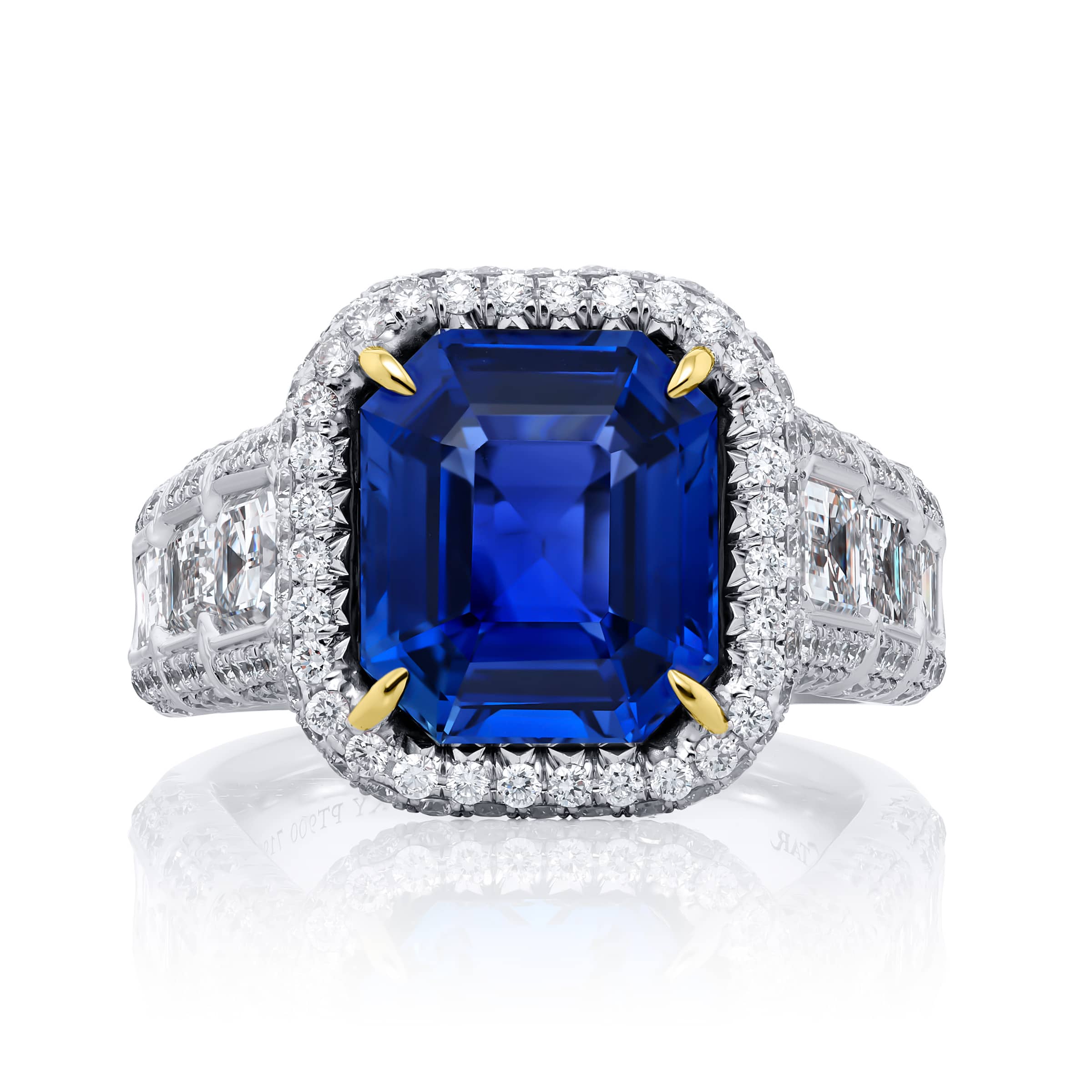 Platinum Emerald-Cut Sri Lankan Sapphire Ring
