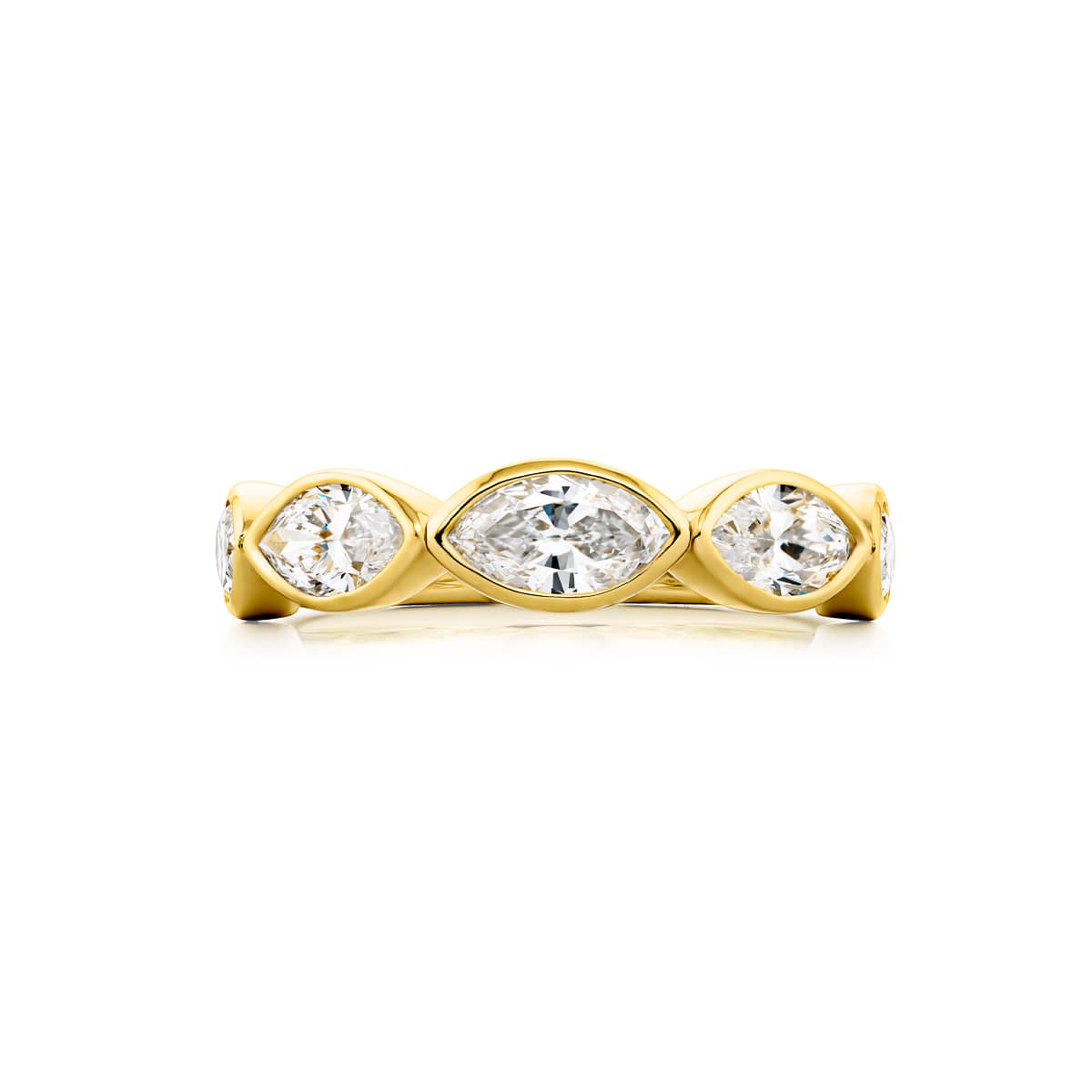18K Yellow Gold Marquise Diamond Single-Row Bezel Set East-West Band