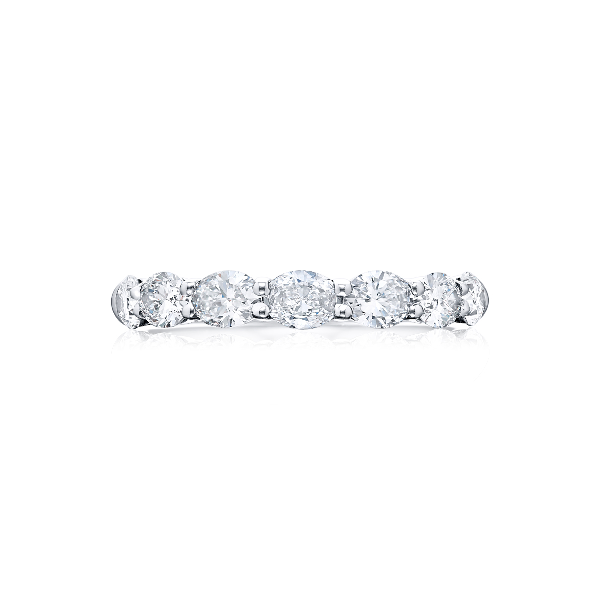 Platinum Oval Diamond Single-Row East-West Band