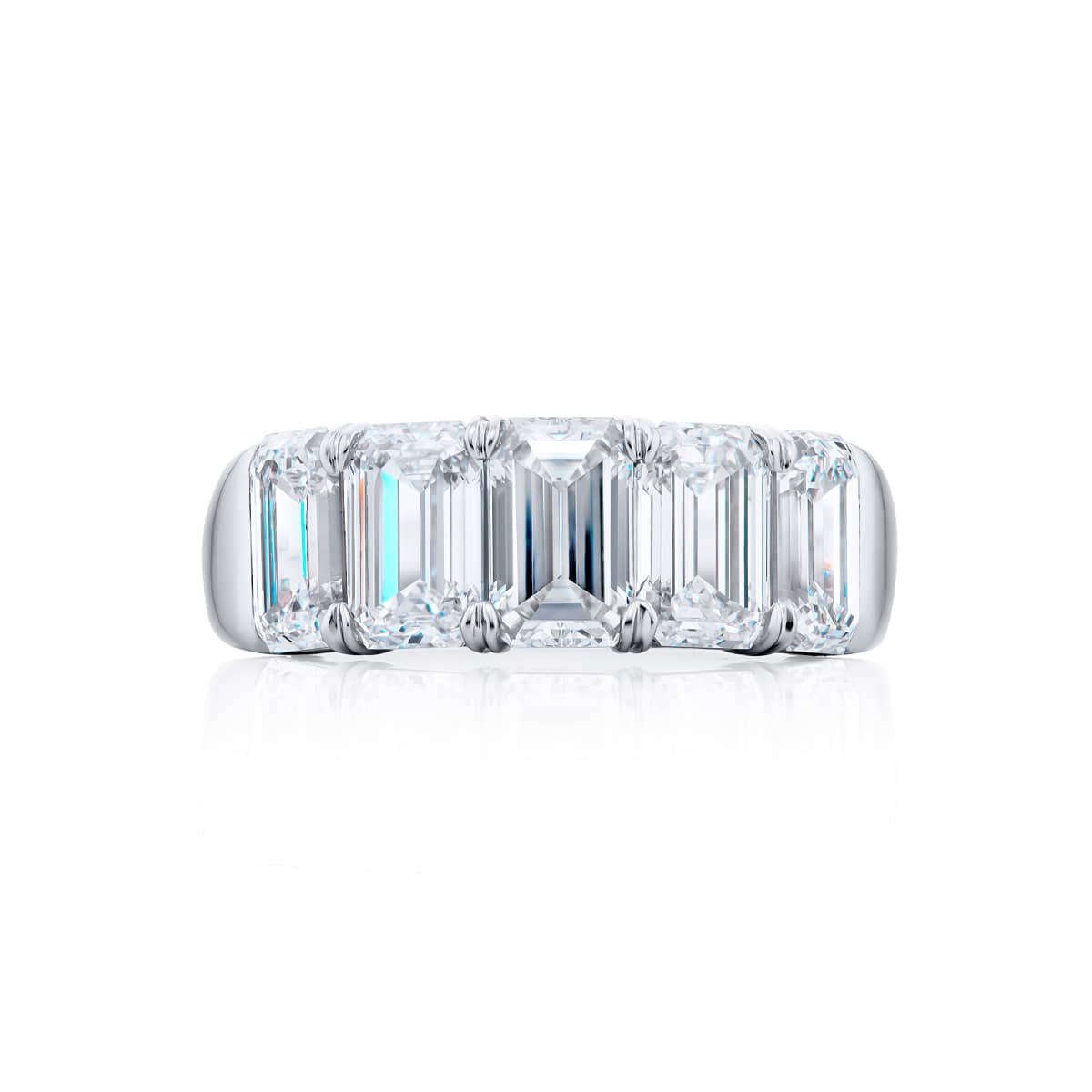 Platinum Emerald-Cut Diamond Single-Row GIA Certified Band