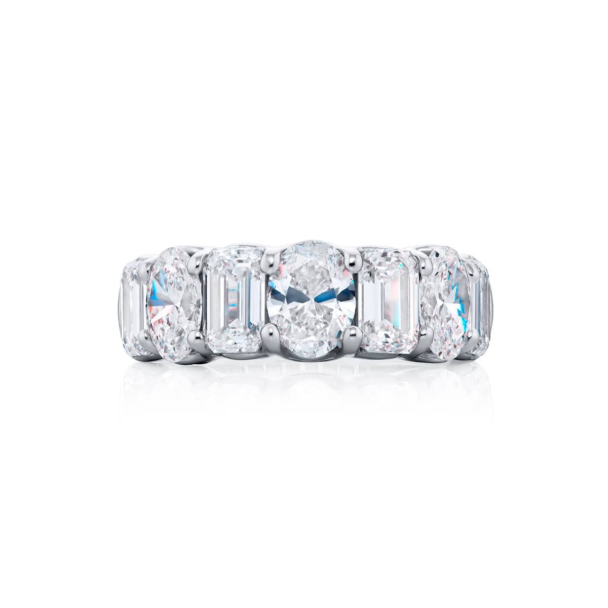 Platinum Emerald-Cut and Oval Diamond Single-Row Band
