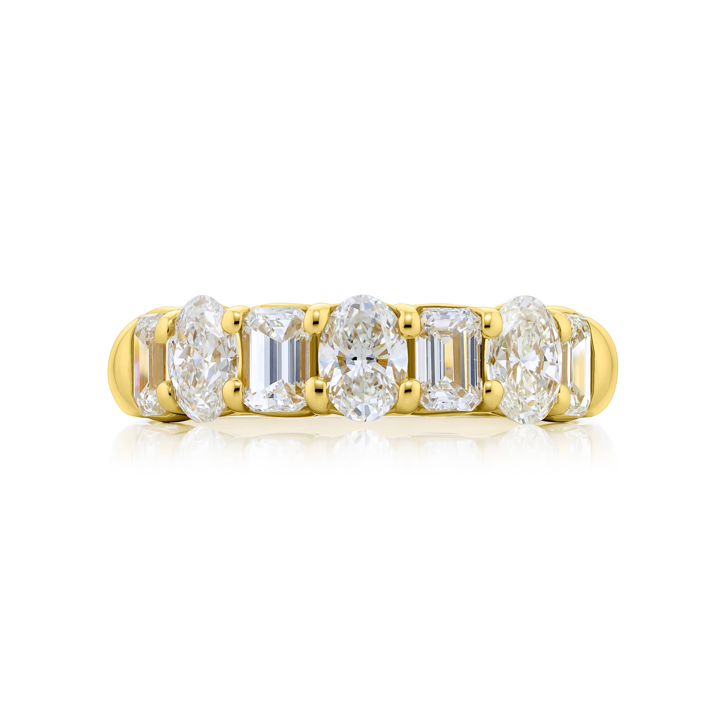 18K Yellow Gold Emerald-Cut and Oval Diamond Single-Row Band