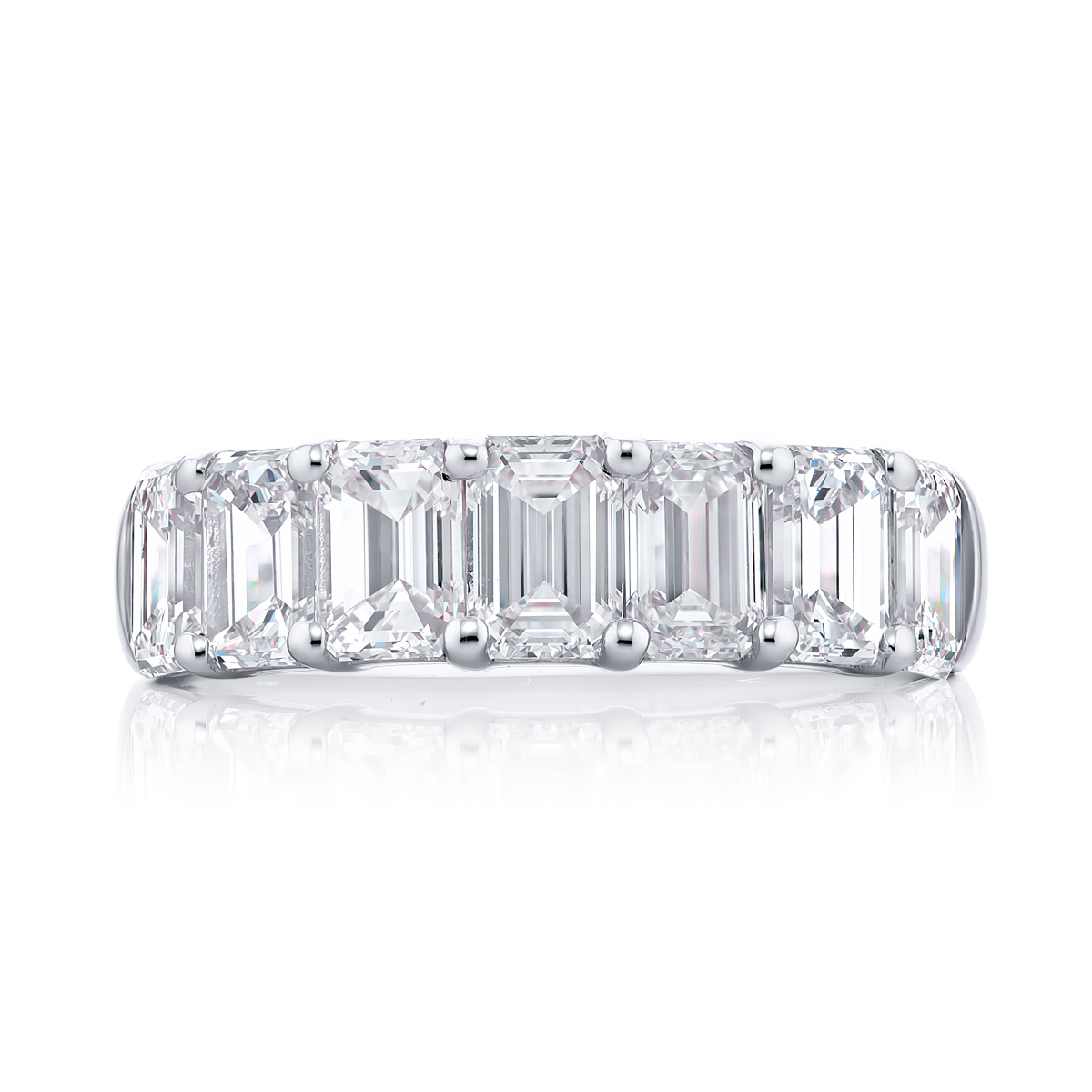 Platinum Emerald-Cut Diamond Single-Row Band