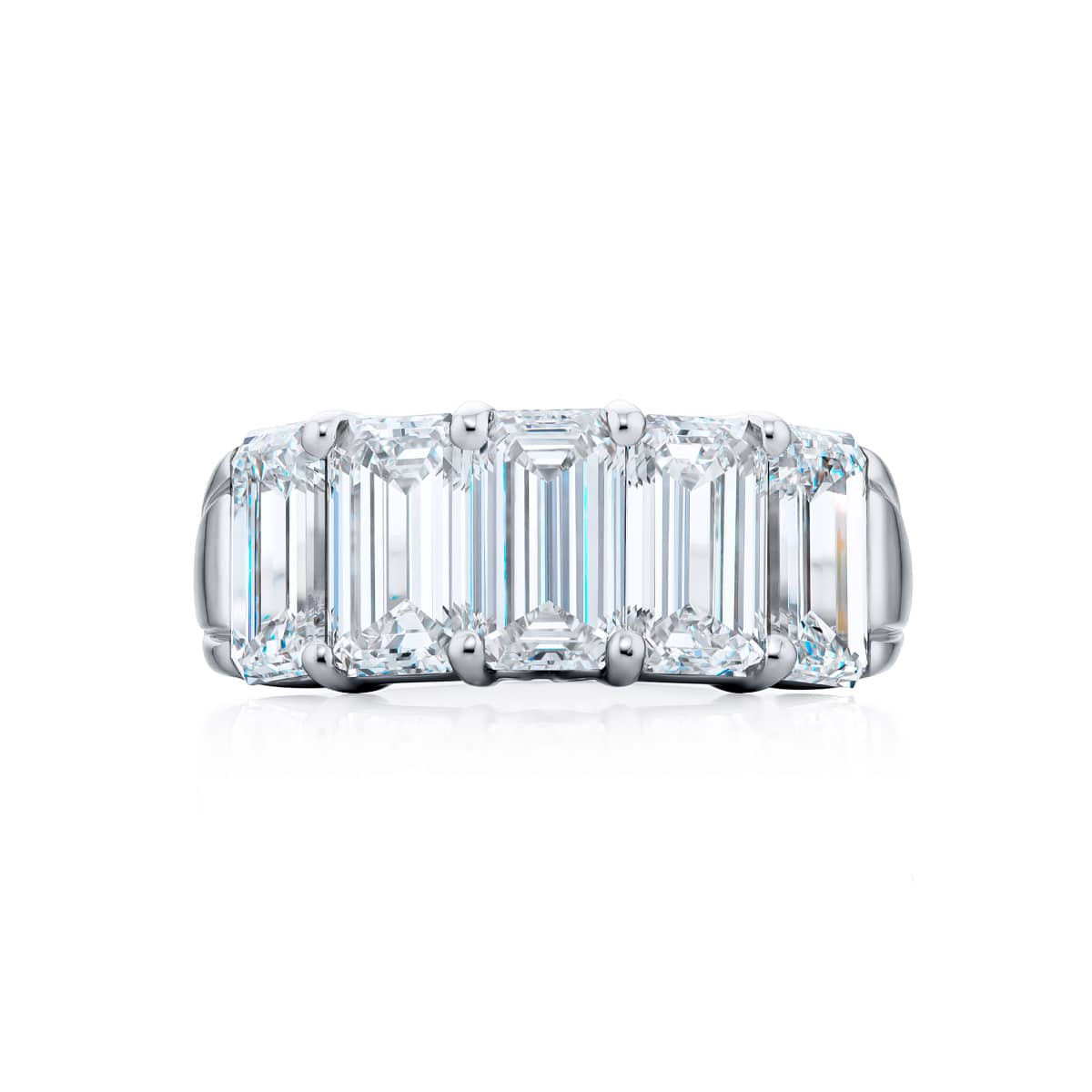 Platinum Emerald-Cut Diamond Single-Row GIA Certified Band