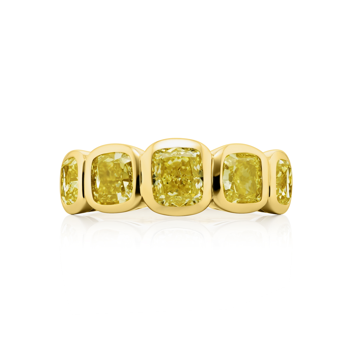 18K Yellow Gold Cushion-Cut Fancy Yellow Diamond Single-Row Bezel Set Band