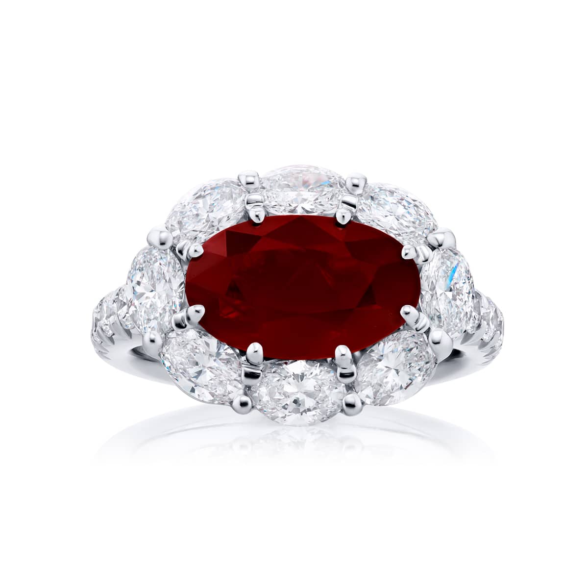 Platinum Oval Burmese Ruby Certified Ring