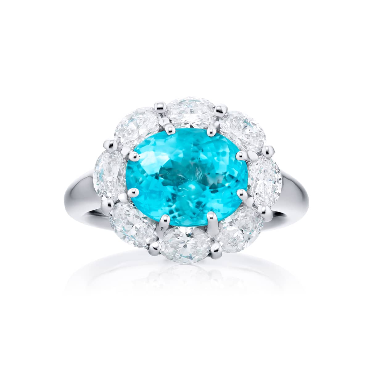 Platinum Oval Paraiba Certified Ring