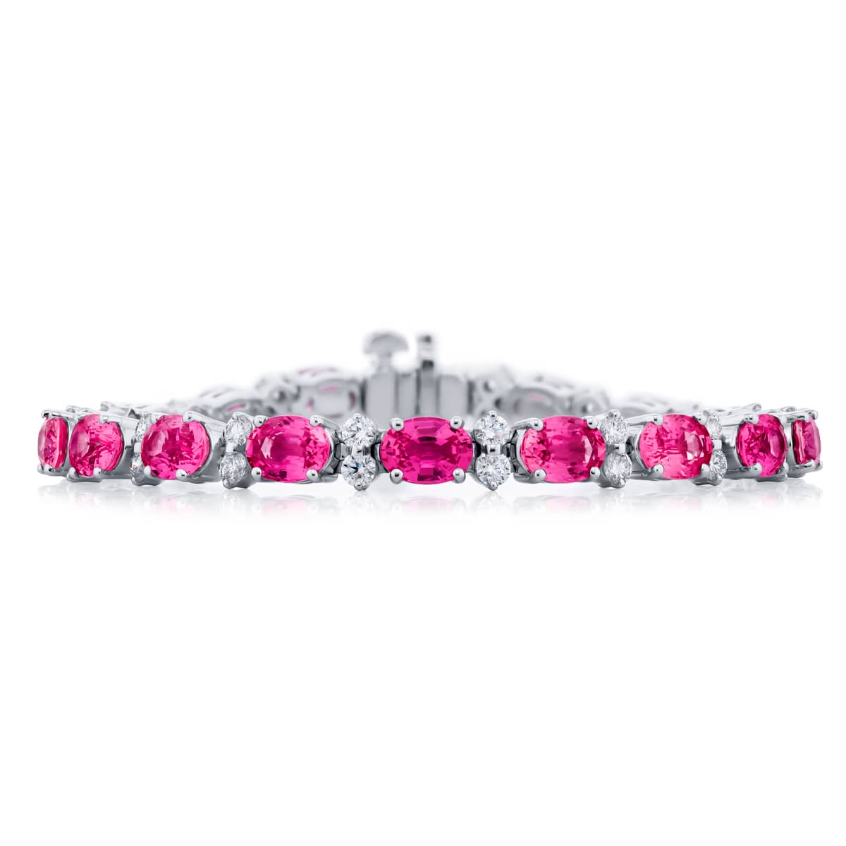 Platinum Oval Pink Sapphire Bracelet