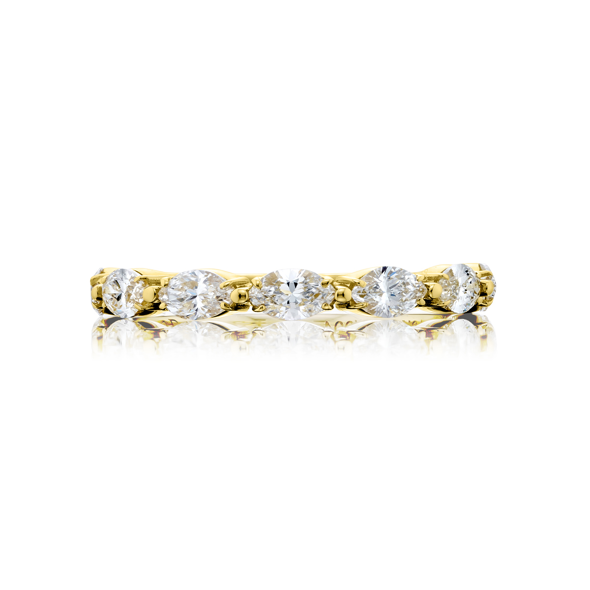 18K Yellow Gold Marquise Diamond Single-Row East-West Band