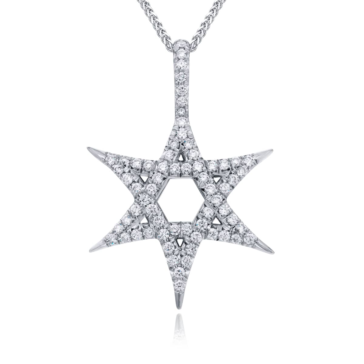 Platinum Round Diamond Star of David Pendant
