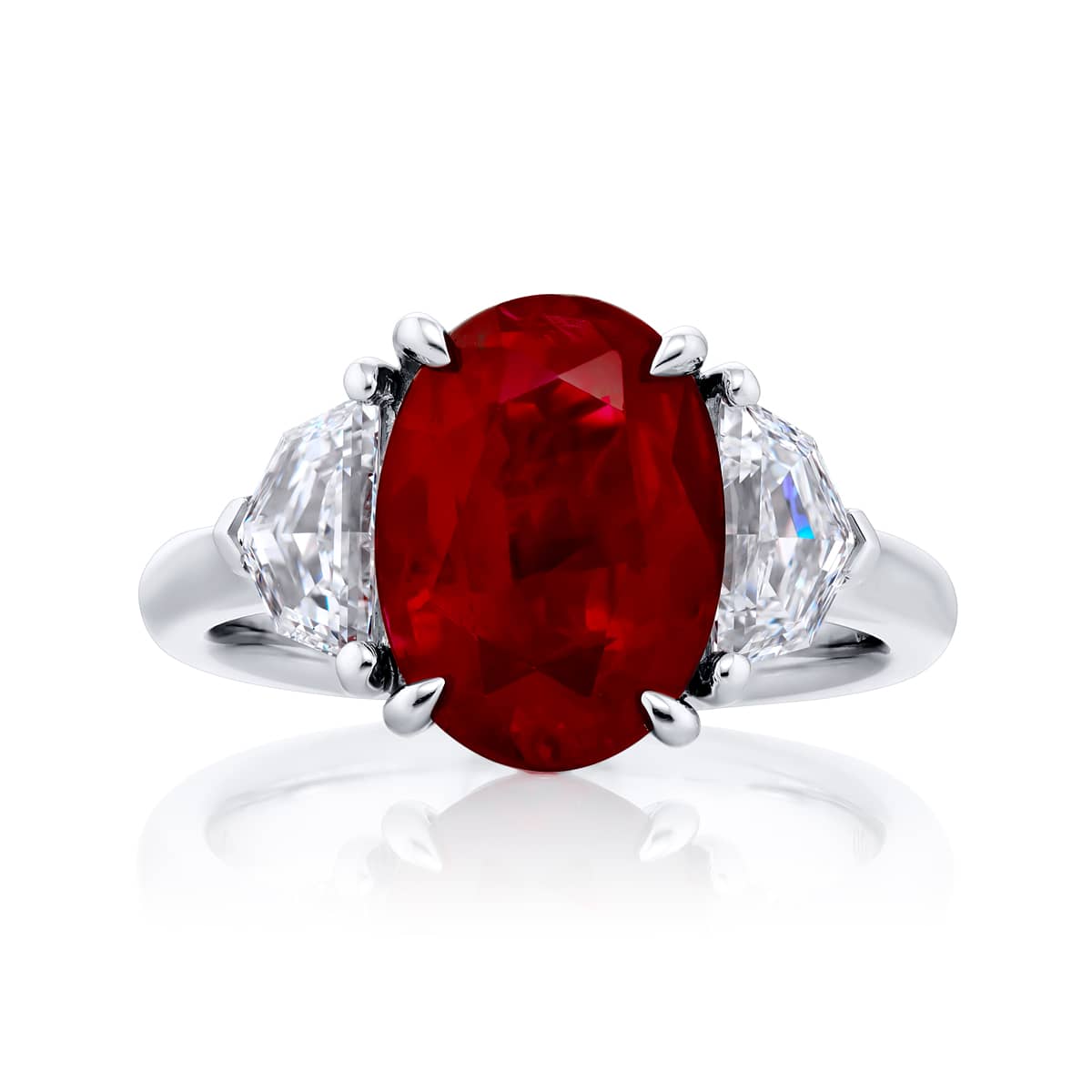 Platinum Oval Burmese Pigeon Blood Ruby Certified Ring
