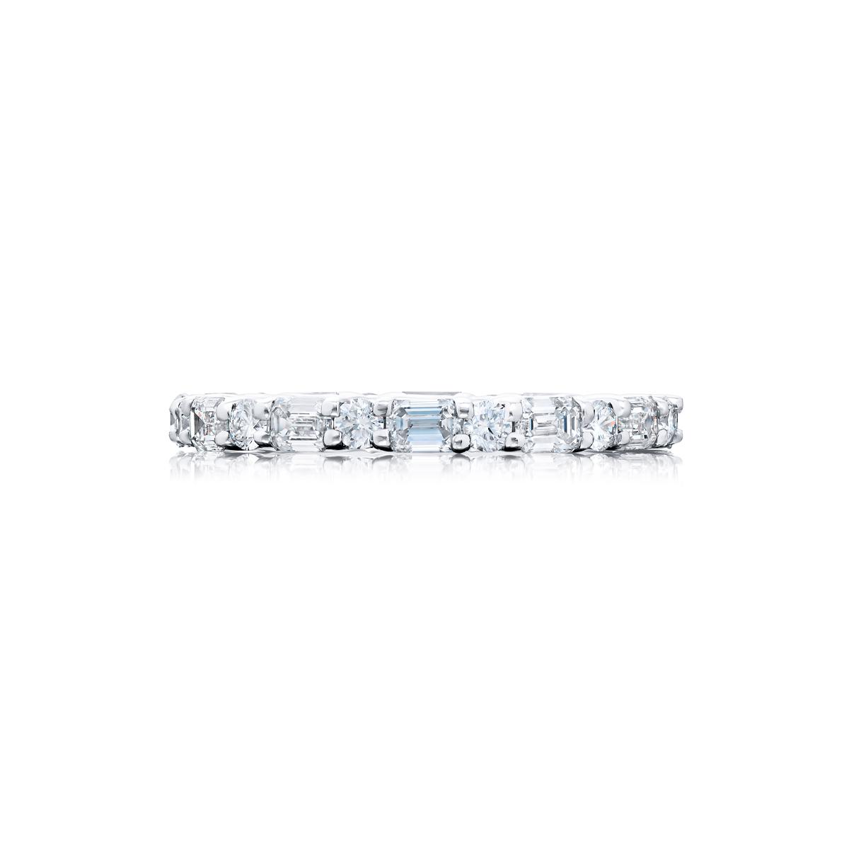 Platinum Round and Emerald-Cut Diamond Eternity Band