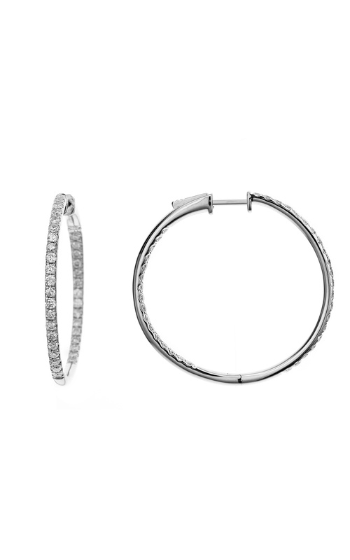 8KWG DIAMOND HOOP EARRINGS,27.5MM, 72 DIAS.=1.00CTW,5.72G