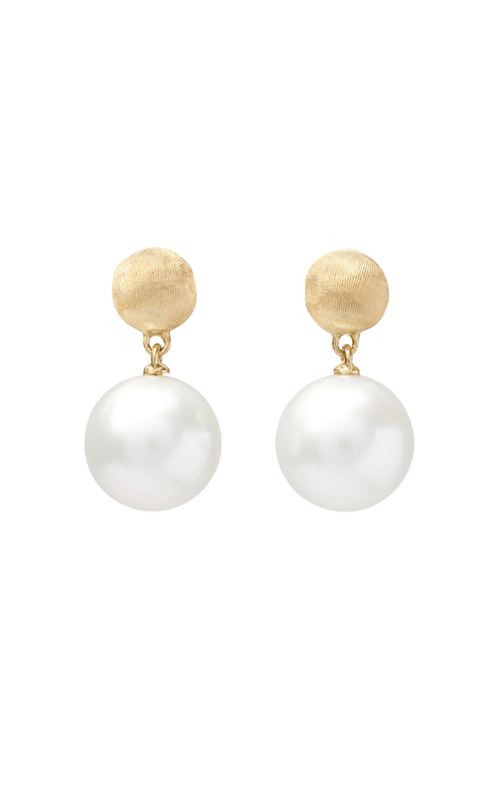 18KY MARCO BICEGO AFRICA PEARL DOUBLE DROP EARRINGS, 0.7