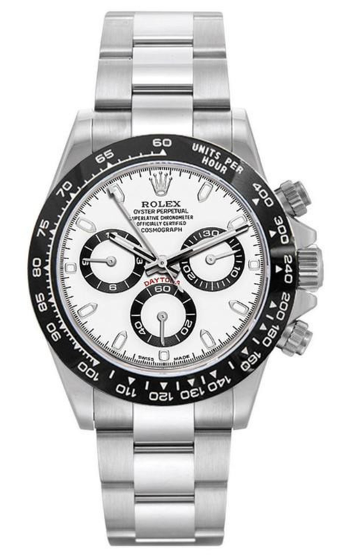 40MM SS DAYTONA PANDA, WHITE DIAL BLACK SUBDIAL RINGS, BLACK BEZEL, OYSTER BRACELET, BOX AND CARD