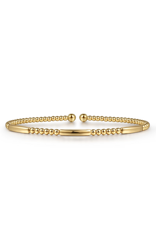 14KY BUJUKAN BEADED OPEN BANGLE, SIZE 6