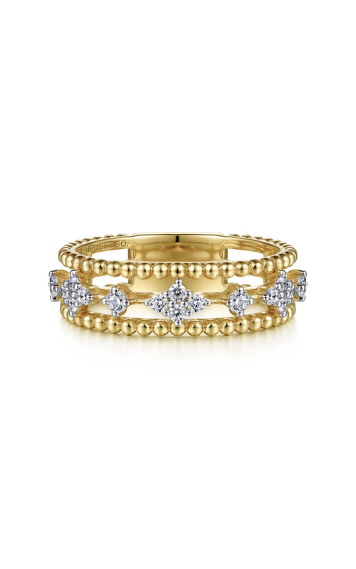 14KY/WG DIAMOND AND BUJUKAN BEAD RING, 16 DIAS = 0.29CTW, SI+, SIZE 6.5