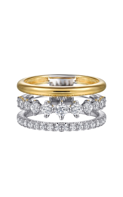 14KY/WG 3 TIER DIAMOND EASY STACKABLE RING, 29 DIAS = 0.74CTW, SI+ SIZE 6.5