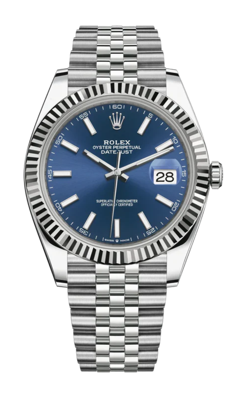 41MM SS DATEJUST, BLUE STICK DIAL, FLUTED BEZEL, JUBILEE BRACELET, S#18DD2345