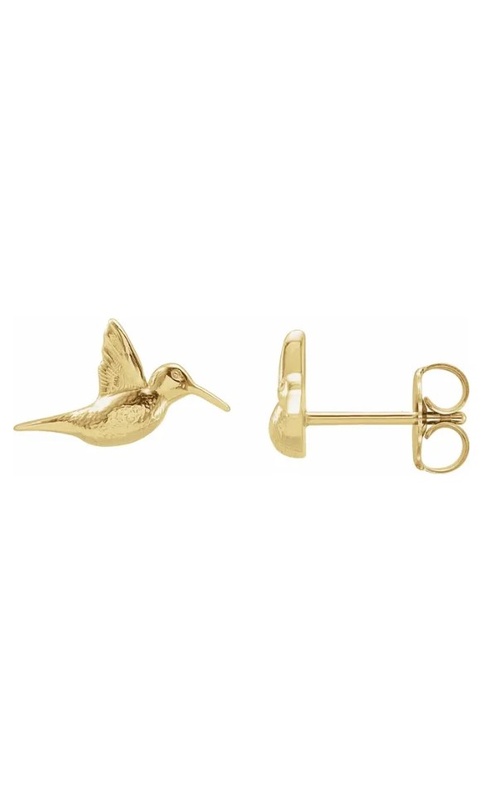 14K YELLOW GOLD HUMMINGBIRD STUD