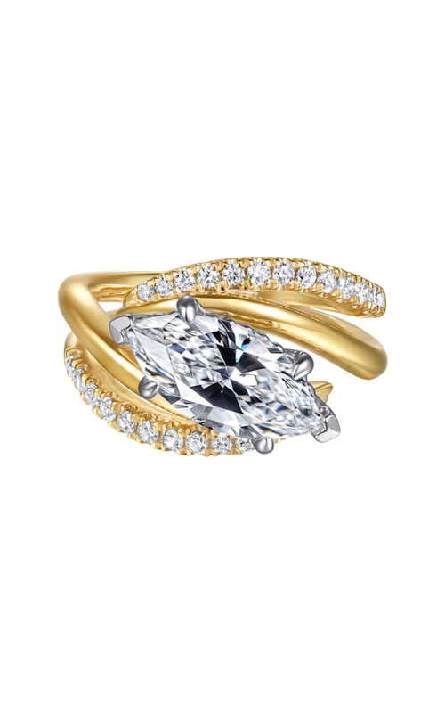 14KY/WG BYPASS MARQUISE SLATE DIAMOND ENGAGEMENT RING, DIAS=0.35CTW G-H SI+, 2CT CZ MARQUISE, SIZE