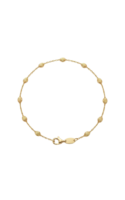 14KY FANCY BEAD BRACELET, 7, LOBSTER CLASP