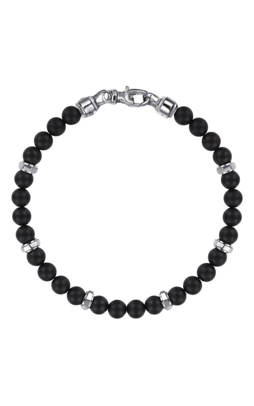 STERLING SILVER/ BLACK TITANIUM BEADED BRACELET BUJUKAN, 6MM, SIZE 8
