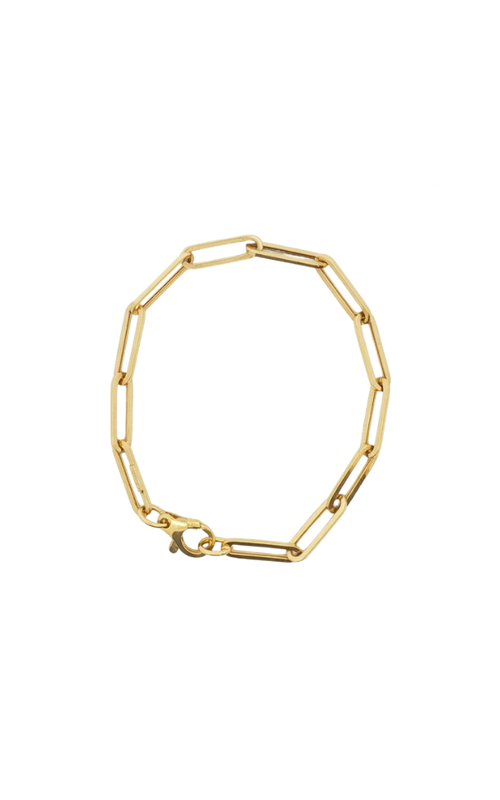 14KY HOLLOW PAPERCLIP CHAIN BRACELET, 15X4MM LINK, 7, LOBSTER CLASP