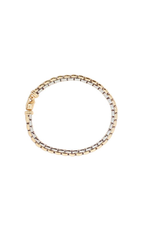 14KY/WG TWO TONE ALTERNATING BOX CHAIN BRACELET, 8, LOBSTER CLASP
