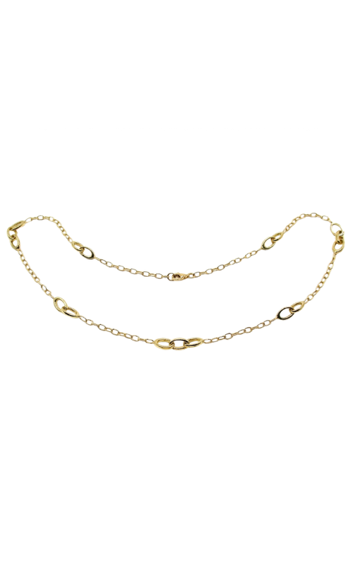 14KY OPEN-LINK NECKLACE WITH STATION-SET OVAL LINK CLUSTER, 19, LOBSTER CLASP