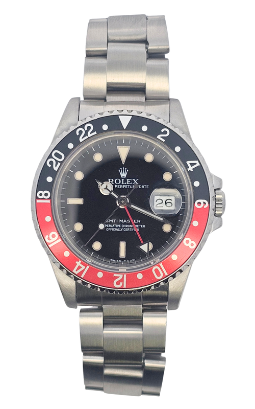 40MM SS GMT MASTER COKE, BLACK DIAL, RED/BLACK BEZEL, OYSTER BRACELET, EST.1991 S#N304771