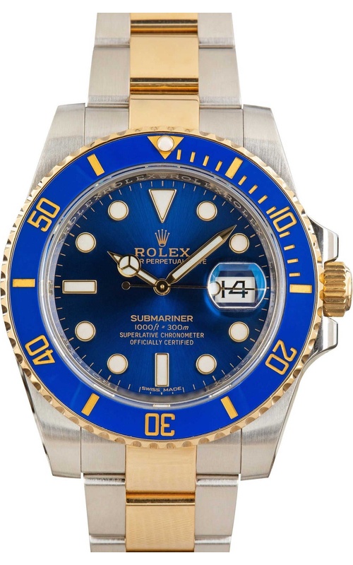 40MM 18KY/SS SUBMARINER BLUESY, BLUE DIAL LUMINOUS HOUR MARKERS, BLUE/YELLOW BEZEL, OYSTER BRACELE