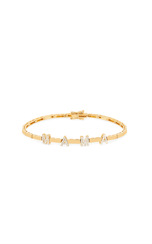 14KY GOLD BRACELET DIAMOND MAMA LETTERS, 6MM, 6.5INCHES, 0.14CTW DIAMONDS