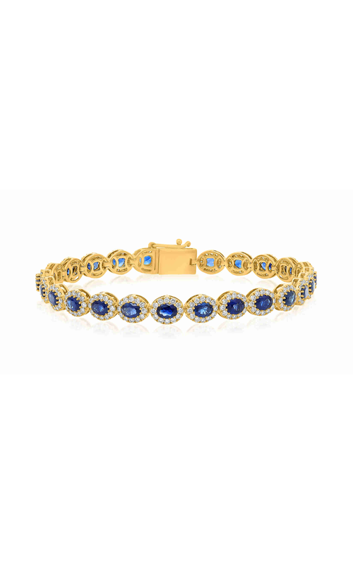 14KYG OVAL BLUE SAPPHIRE BRACELET WITH DIAMOND HALOS (25 STATIONS) SAPPHIRES 25 =5.00CTW CTW/ 304 RD